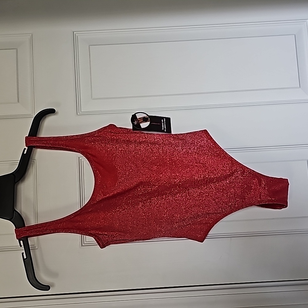 No Boundaries Red Glitter One Piece Swimsuit